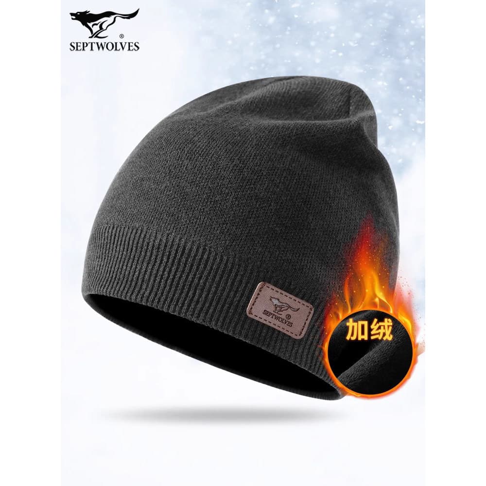 Sete lobos chapéu de inverno masculino chapéu de lã quente forro de lã outono inverno chapéu de malha Yuppie All-Match v