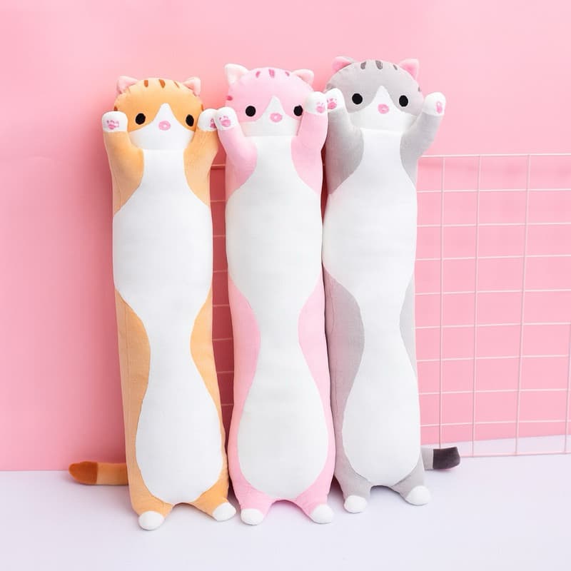 Almofada de Gato Decorativa Temática Travesseiro Fofo Rolinho Macio 50cm