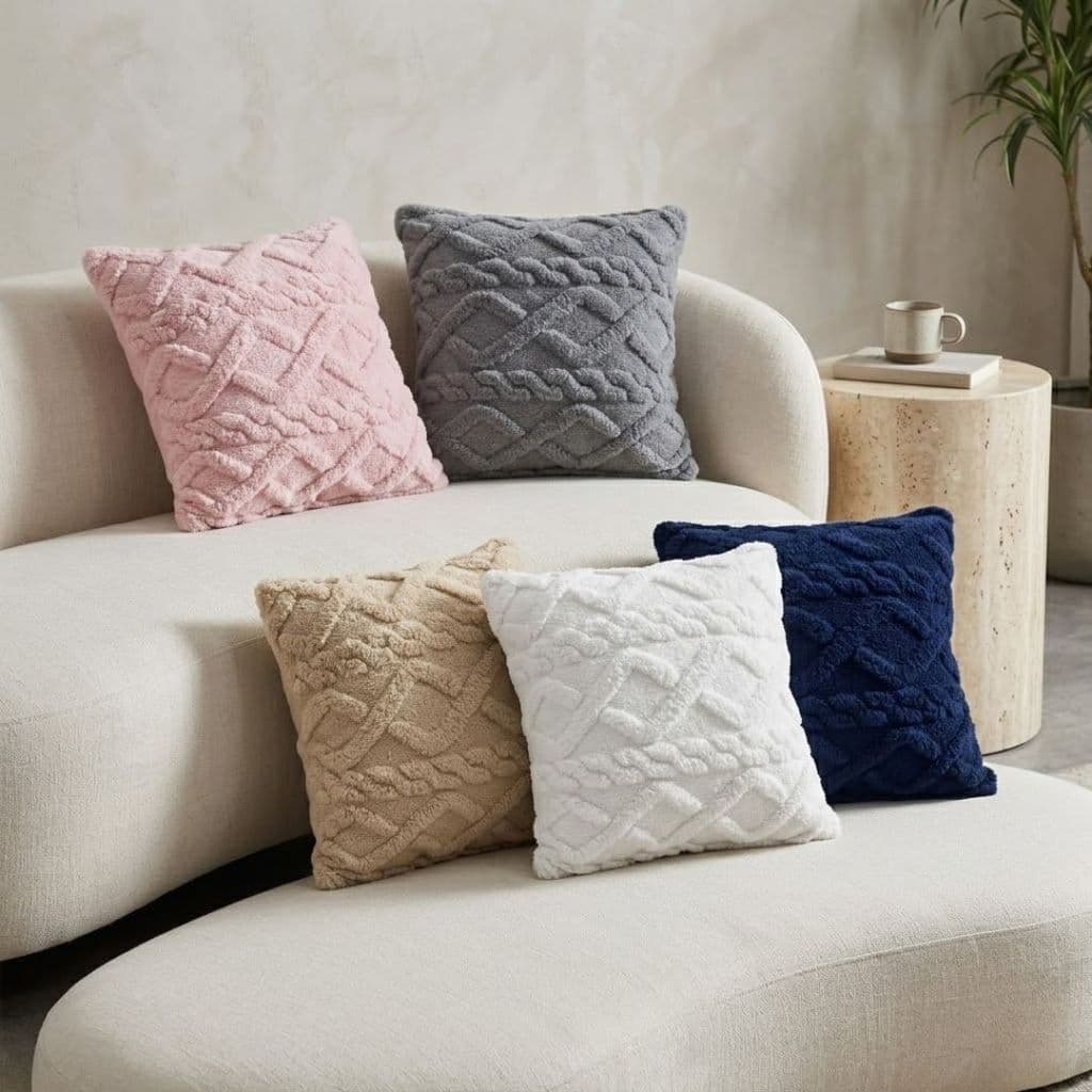 Capa de Almofada Pelúcia Tressed Plus 43CM X 43CM Elegante Decorativa Para Sala Sofá Quarto Luxo