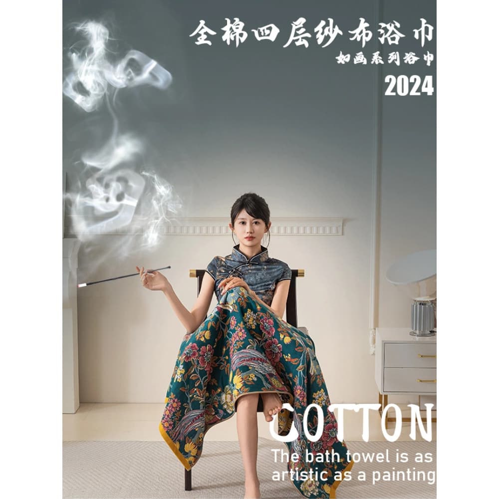 MUJI 2024 novo estilo Extra grande toalha de banho feminino puro algodão gaze doméstico macio absorver água sem fiapos a