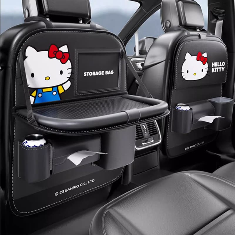 HelloKitty Bolsa de armazenamento de carro, bolsa de armazenamento fofa para assento traseiro, fileira traseira, placa d