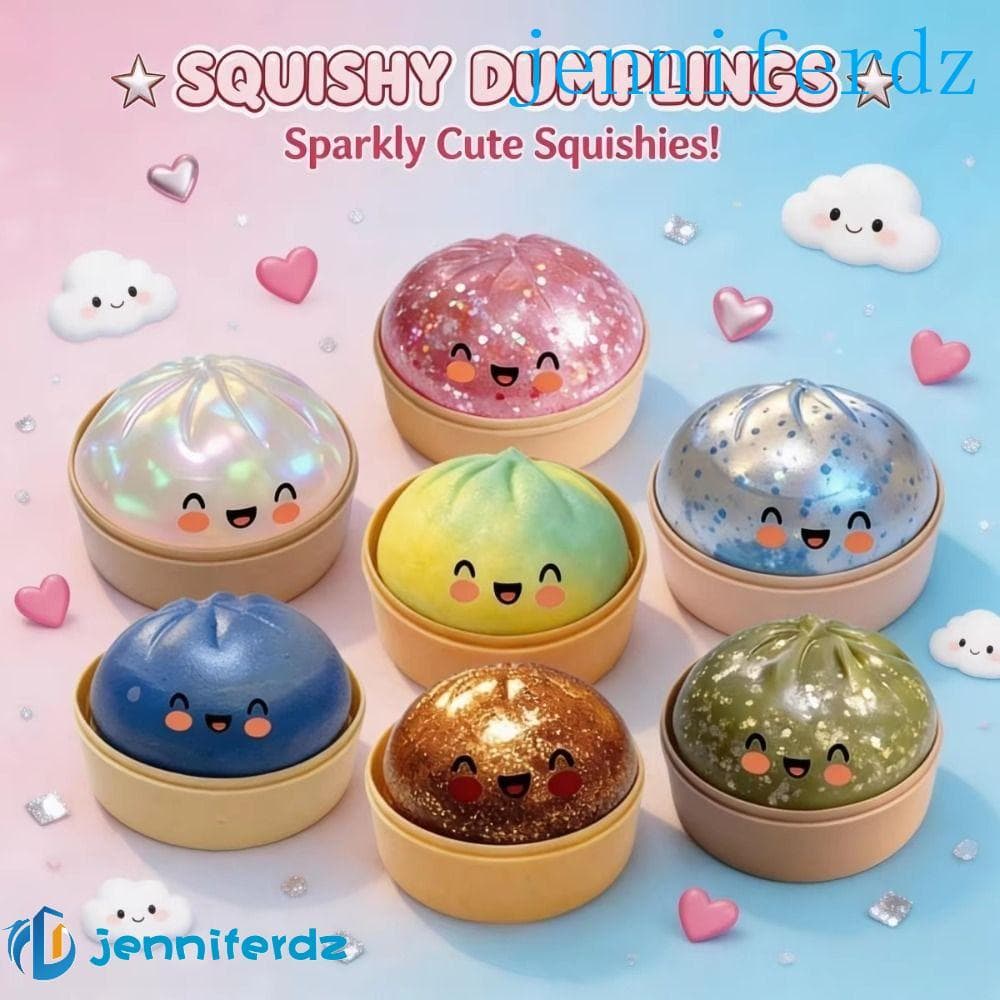 AJENNIFER Dumpling Squishes , Bolas Sensoriais Brilhantes Em Forma De Bolinho , Brinquedo Mole Macio De Arco-Íris Gigant