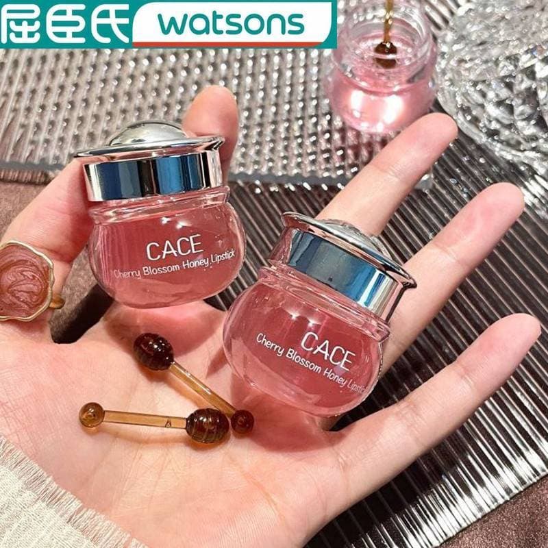 Pequeno pote de mel flor de cerejeira máscara labial esfoliante pele morta desbotamento linhas labiais bálsamo labial fe