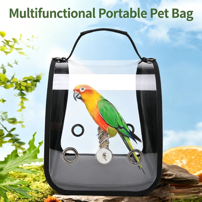 Multifuncional portátil pet saco papagaio Outing saco pet Takeaway transparente pássaro mochila