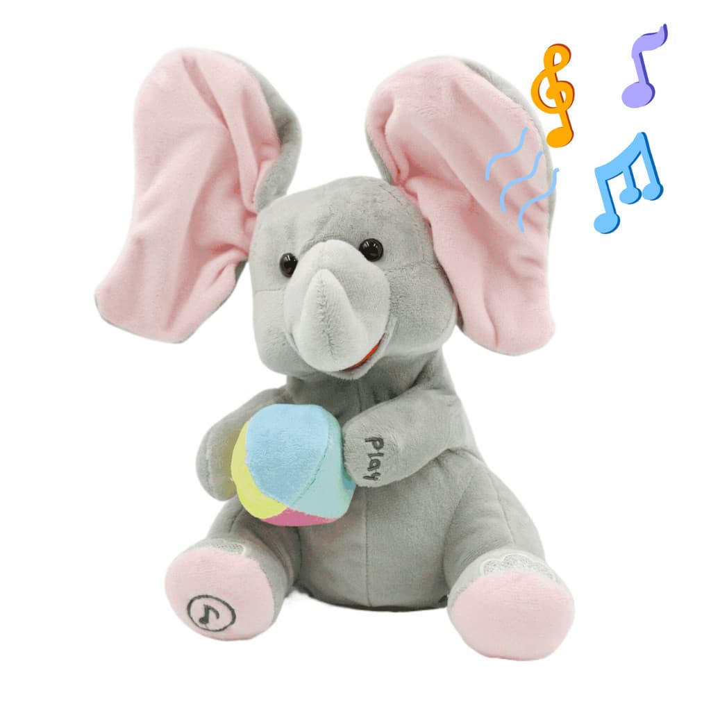 Elefante Musical Interativo Bebê com Gravação de Voz Brinquedo Sensorial Educativo que Mexe as Orelhas e Toca Músicas