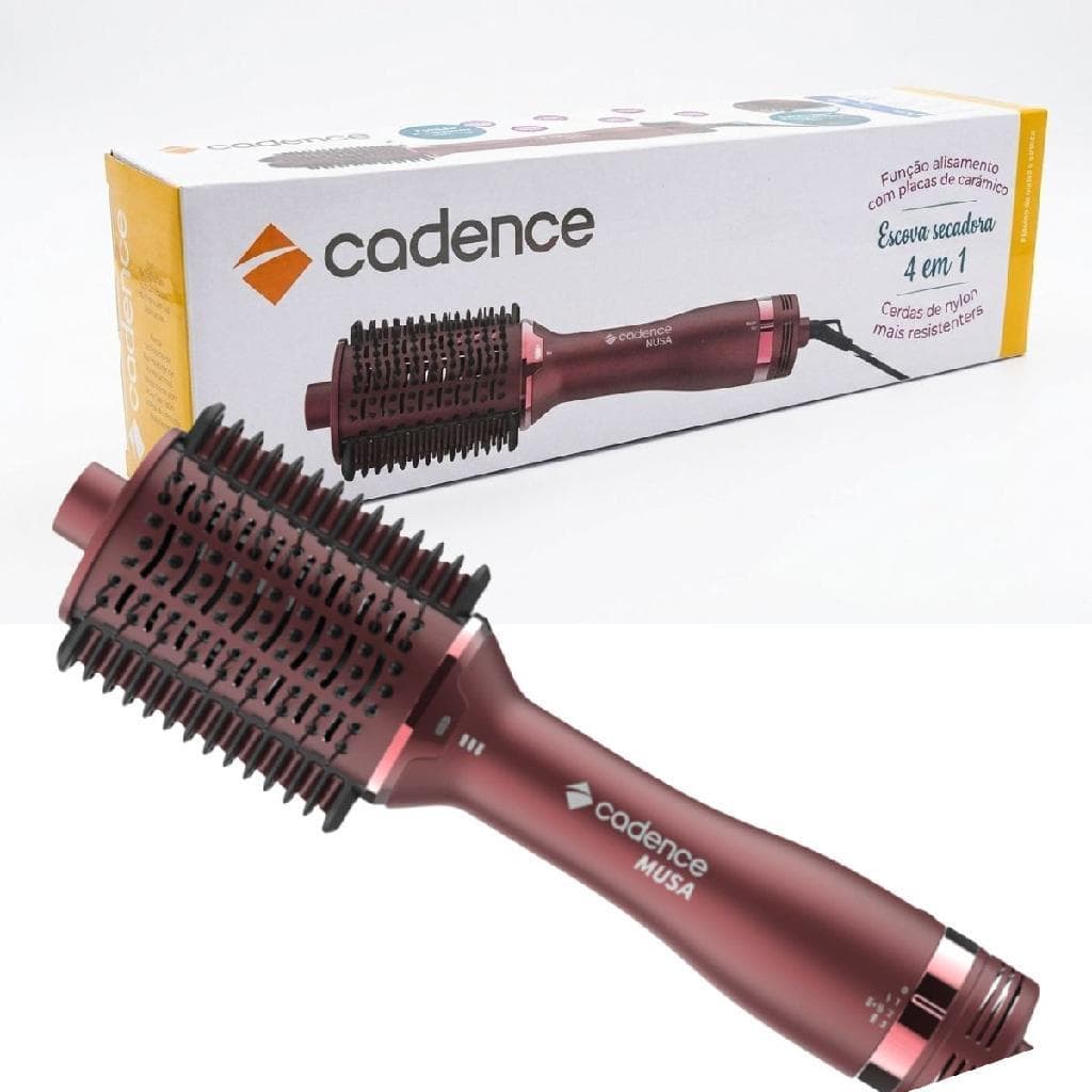 Escova Secadora Modeladora Cadence Musa Bivolt Alisa Seca Escova Cabelo Cerâmica Íons Anti Frizz Portátil Viagem