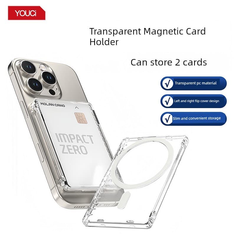 carteira magsafe Porta-cartões magnético para PC transparente Magsafe pode conter dois cartões Porta-cartões de armazena