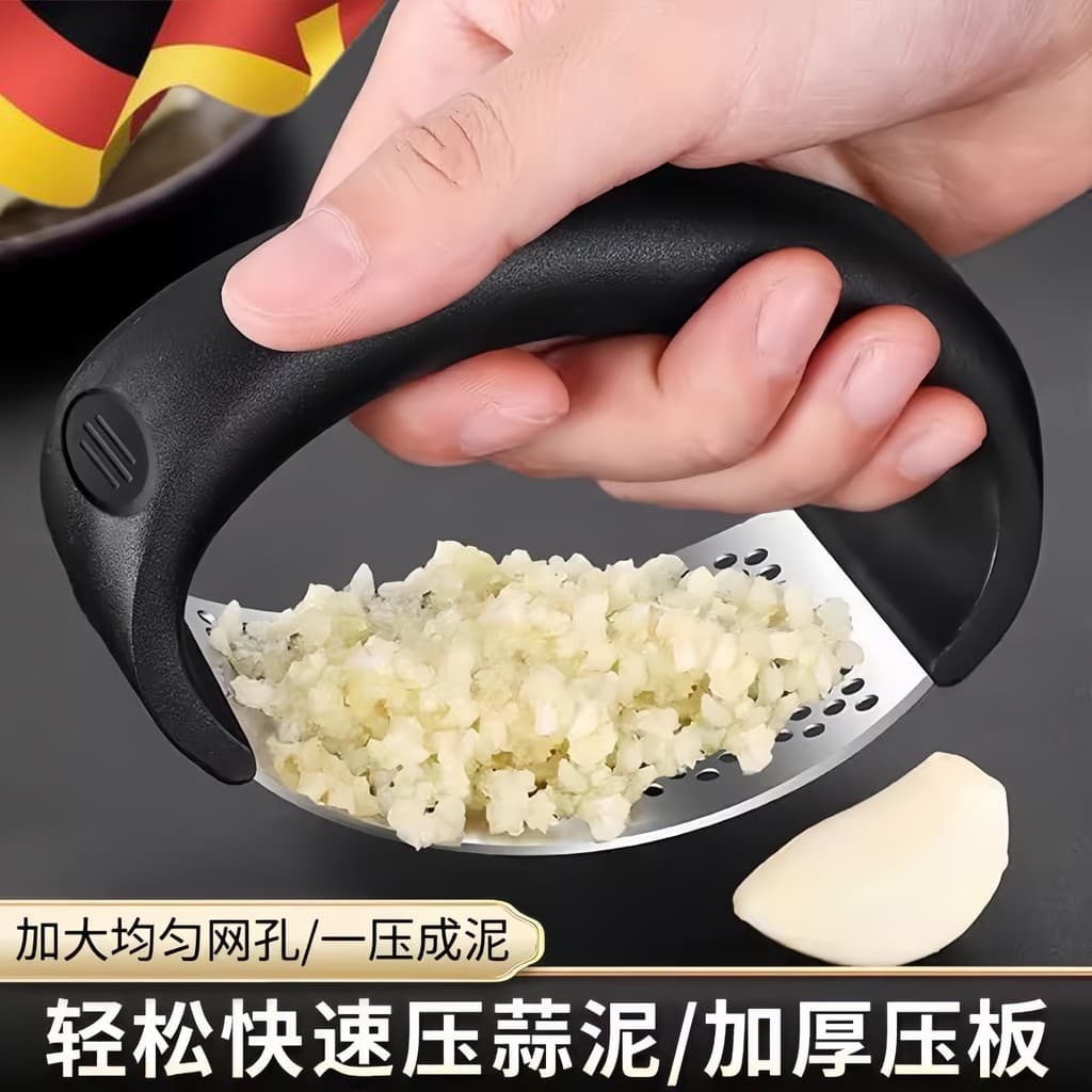 Prensa Manual de aço inoxidável em forma de anel, alho picado, ferramenta útil para bater alho, cozinha doméstica, ferra