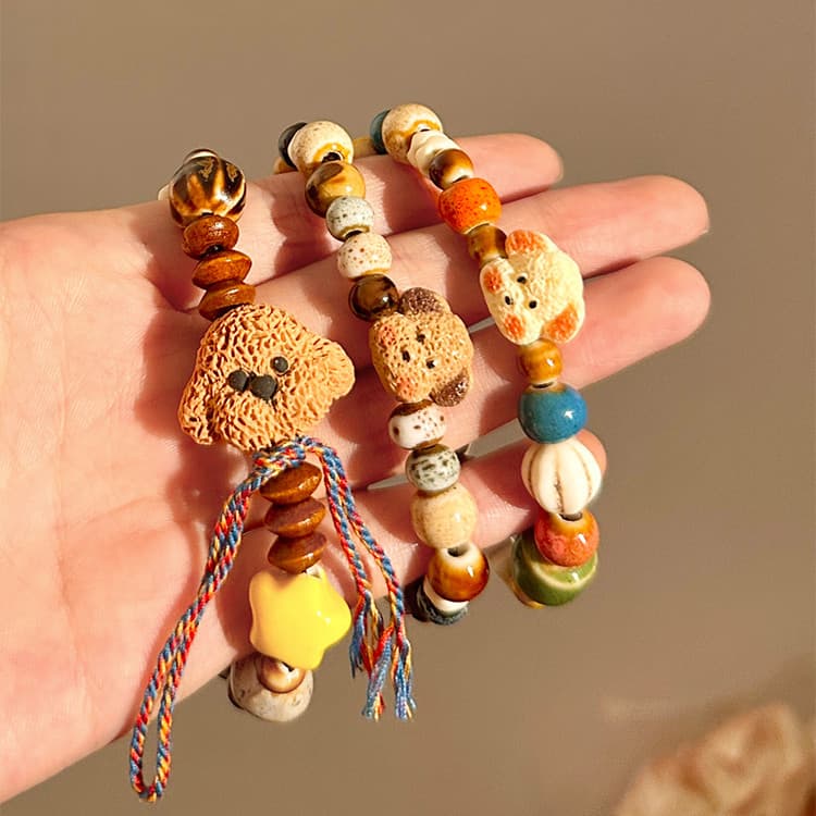 pulseira pulseira feminina Infantil bonito urso de cerâmica frisado pulseira feminina de alto valor namoradas estudante