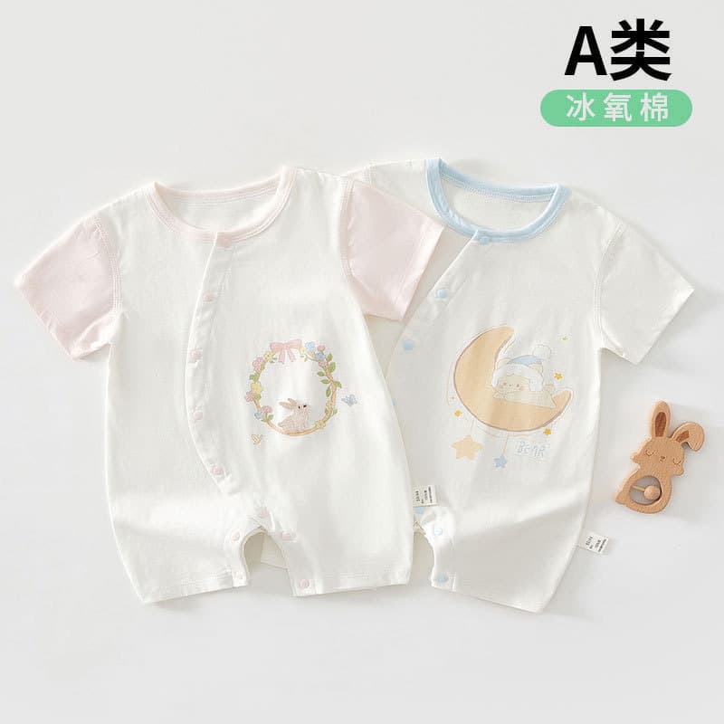 Macacão de bebê verão roupas de algodão fino dos desenhos animados impresso macacão meninos meninas bebê macacão respirá