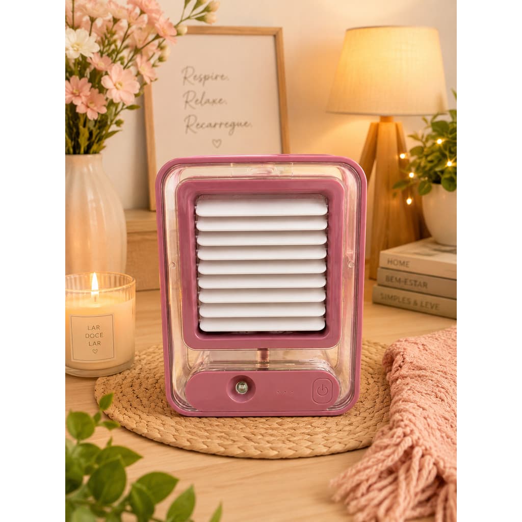 Mini Climatizador Umidificador Mesa Ventilador Recarregável