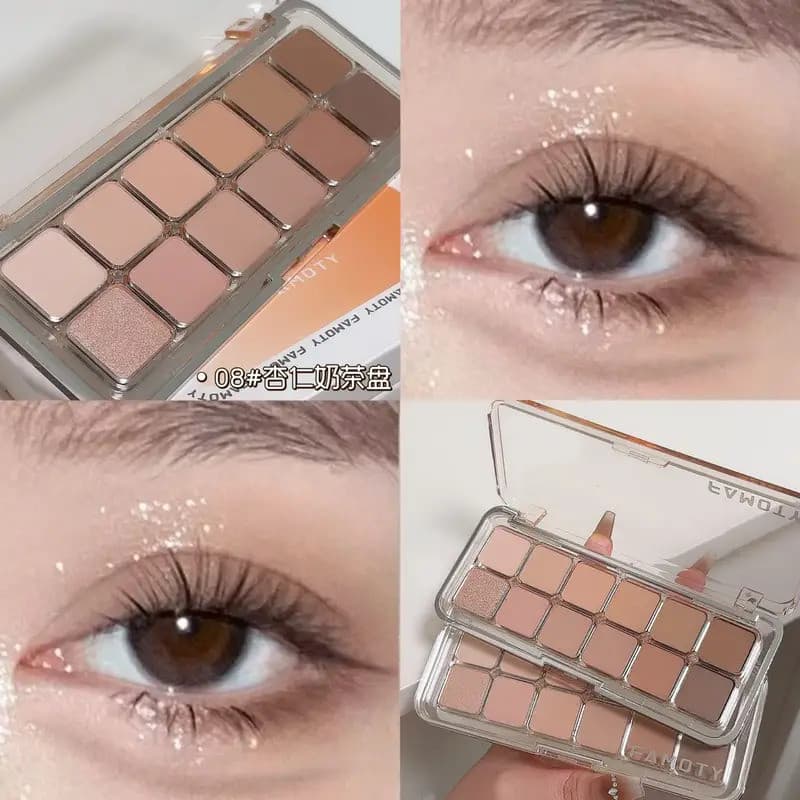 Paleta De Sombras Foscas De Baixa Saturação , 12 Cores , Chá , Damasco , Tons De Terra , Maquiagem De Olhos Totalmente F