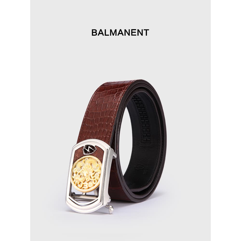 Couro de crocodilo High-End luxo cinto masculino novo estilo couro genuíno Designer Original marfim escudo fivela automá