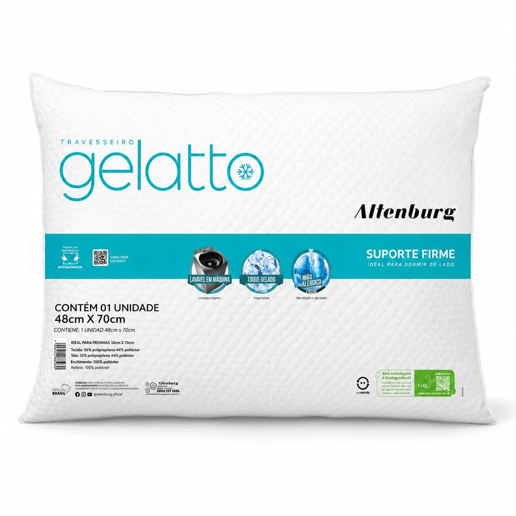 Travesseiro Altenburg Gelatto Toque Gelado Firme 48x70cm