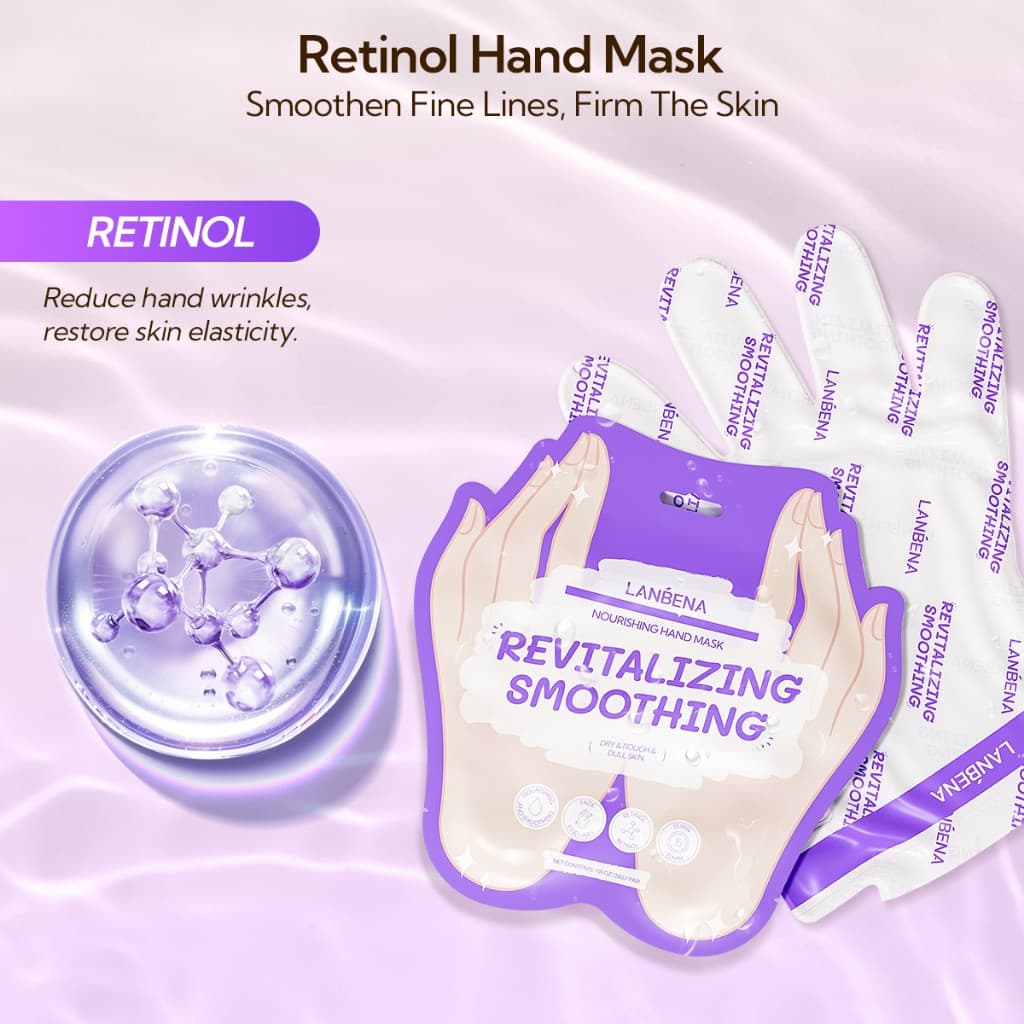 Máscara Nutritiva para Mãos LANBENA 1 par 30G/PAR Remove Linhas Finas Clareamento Rejuvenescimento Hidratação Cuidados c