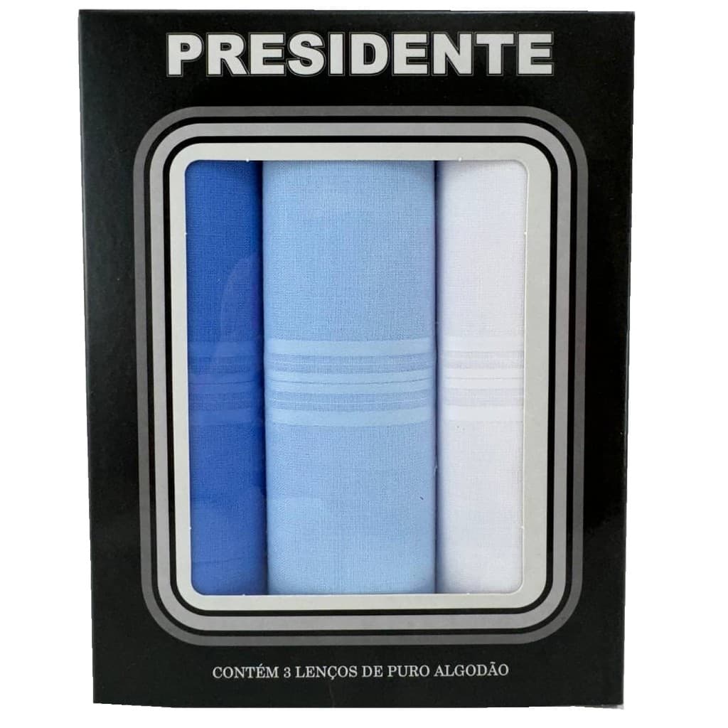 Lenços Masculinos Presidente De Bolso 41cm 100% Algodão - Kit 3 Unidades Original