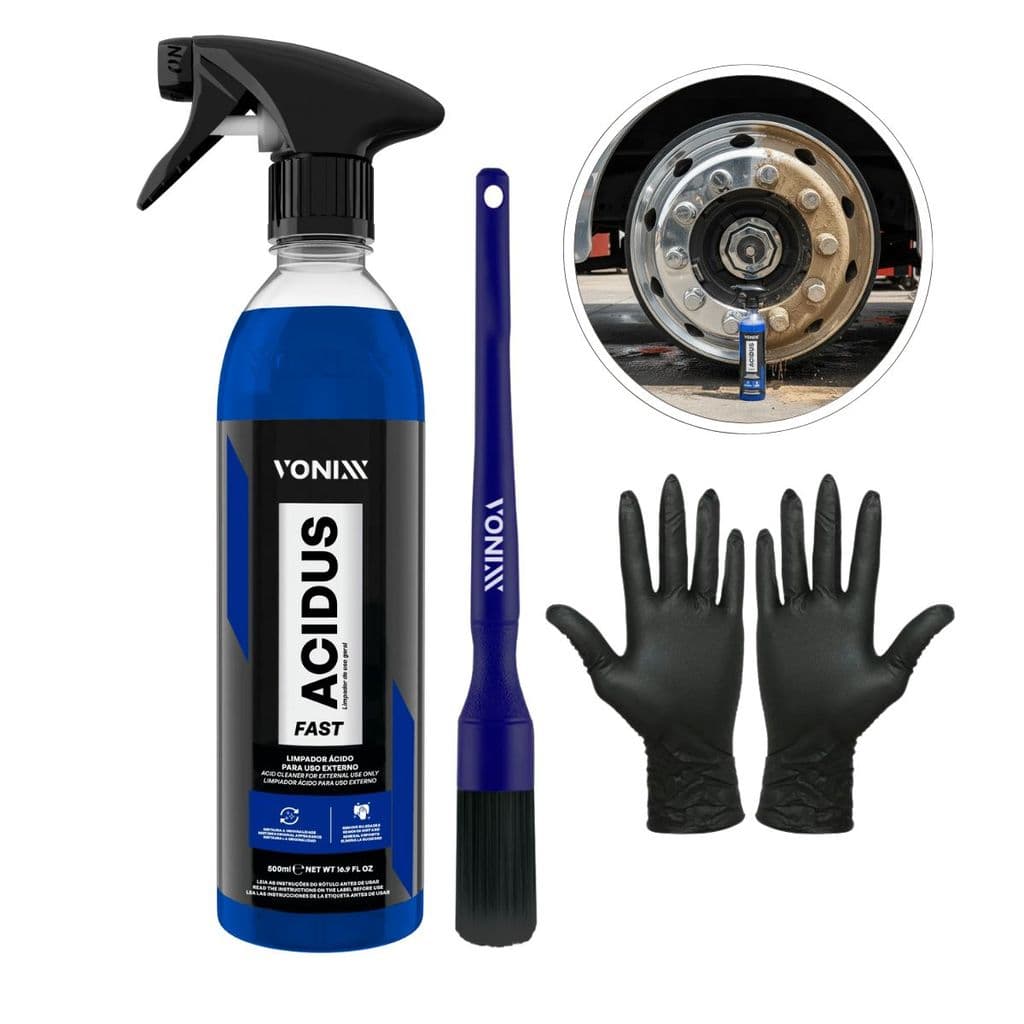 Kit Acidus Fast Vonixx 500ml + Pincel + Luvas Limpador acido