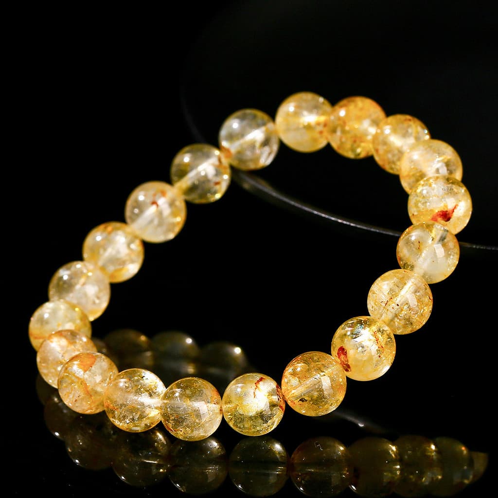 Novo Natural Osmanthus topázio redondo grânulo pulseira moda cristal transparente flutuante flor pulseira de cristal nov