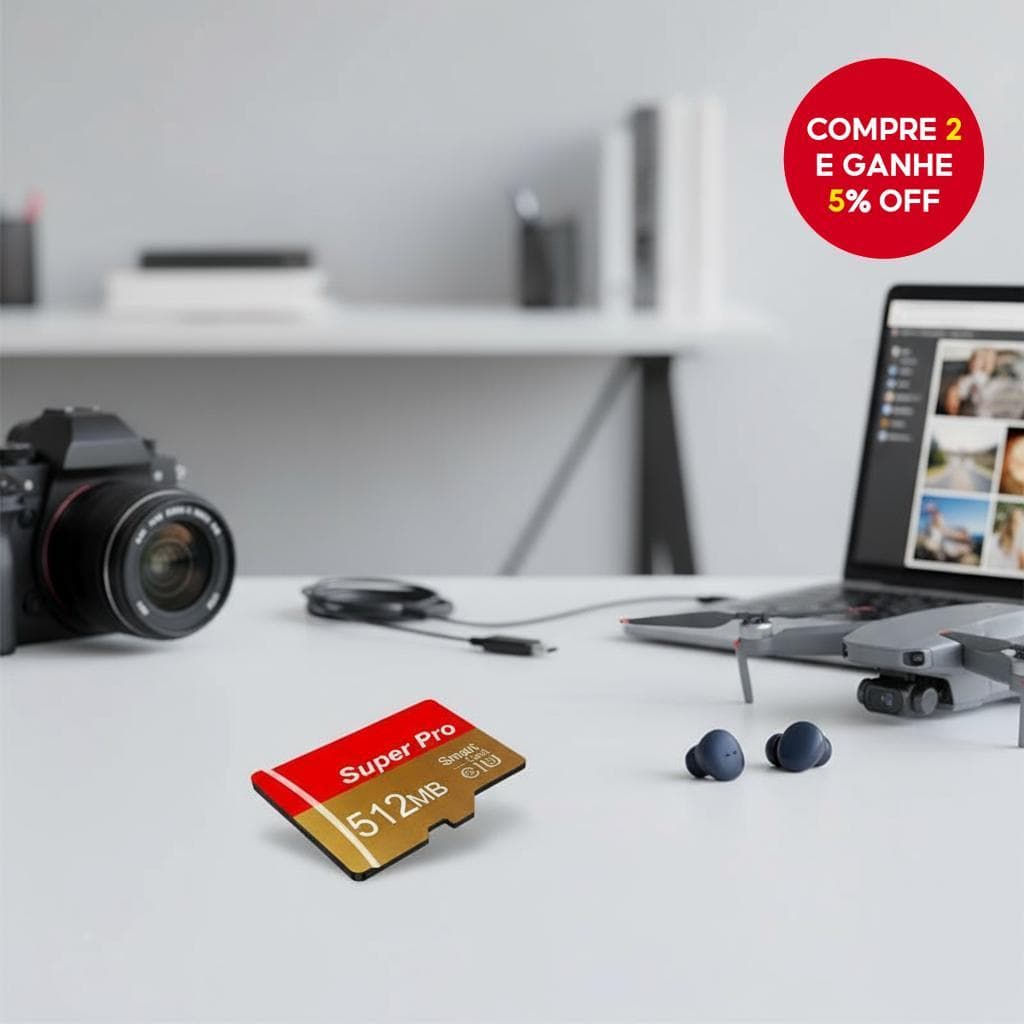Cartão Micro SD/TF Genuíno Ultra-Rápido 512MB Classe 10 para Câmeras e Dispositivos Móveis U3