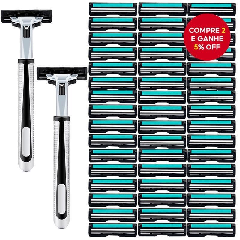 Aparelho de barbear manual importado, lâminas de 2 camadas, cabeça de barbear para homens, resistente a arranhões.