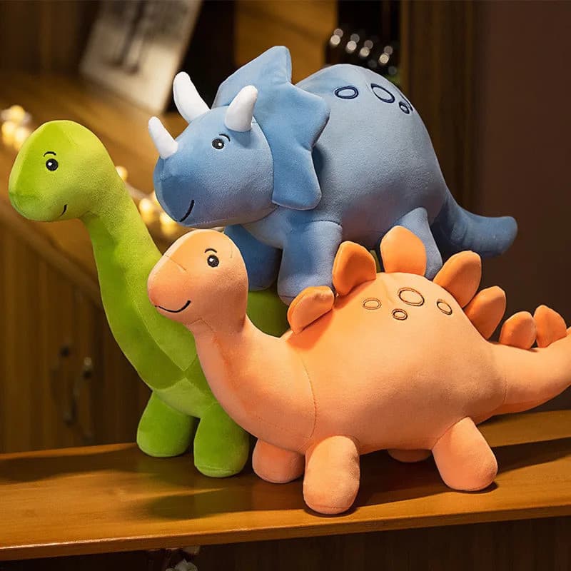 Brinquedo de Pelúcia de Dinossauro Colorido e Fofo, Boneco de Pelúcia Triceratops, Brinquedo Macio e Adorável para Crian