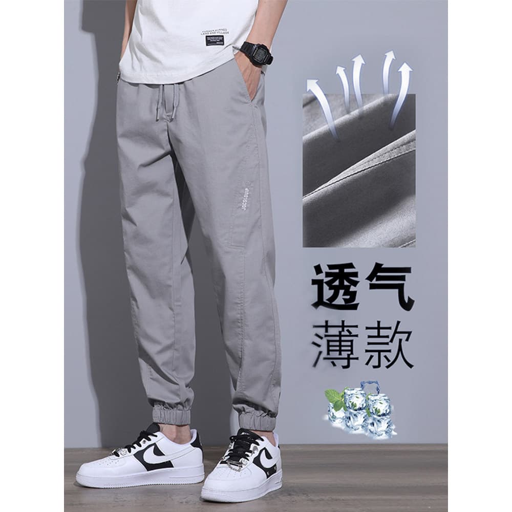 Verão fino calças casuais dos homens 2022 novo estilo Harlan Tie-up solto bonito ins Street Wear calças com cordão