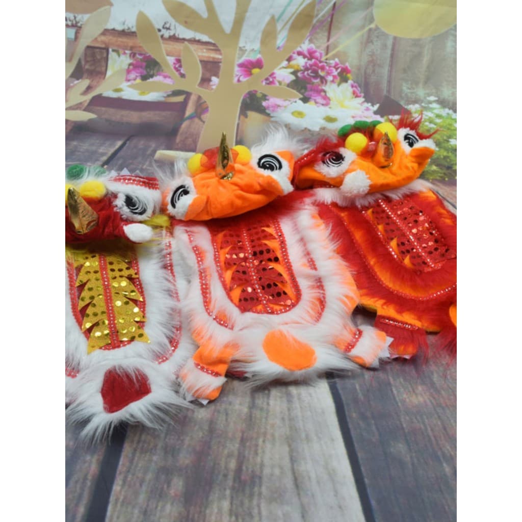 Dragão dança leão dança roupas para cães Corgi Pug Tang terno de duas pernas animal de estimação ano novo festivo sorte
