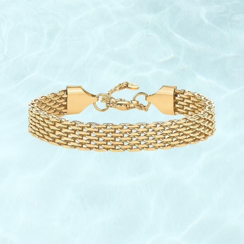 Pulseira de Corrente Grossa Impermeável PAVOI para Mulheres - Banhada a Ouro 14K - Pulseira de Corrente Ajustável e El