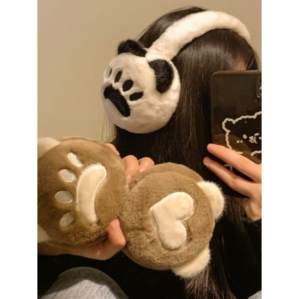 Bonito gato garra de pelúcia earmuffs das mulheres dos homens inverno engrossado quente ciclismo earmuffs proteção contr