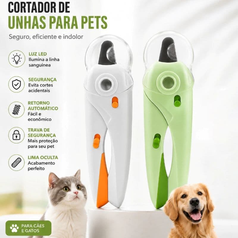 Alicate Profissional para Unhas de Cães e Gatos com LED e Lixa Integrada