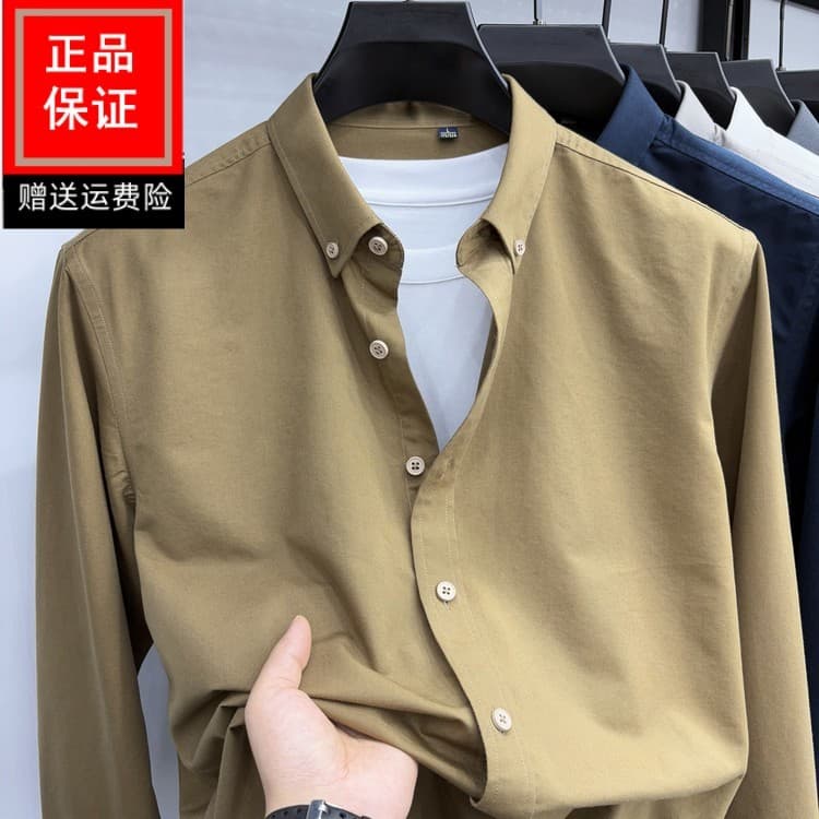 2025 primavera outono de meia-idade jovem Tencel algodão camisa de manga comprida preguiçoso simples moda All-match cami