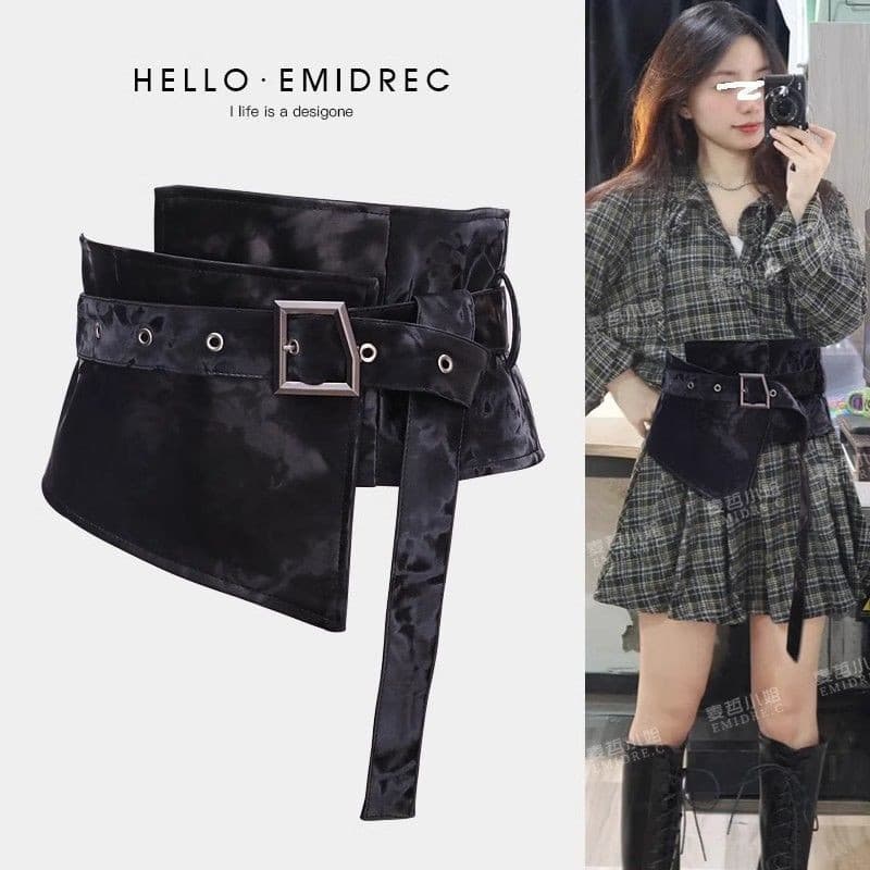 Em estoque Cinto Feminino para Roupas Externas Estilo Vintage Gótico Cinto Ultra Largo Afinando a Cintura