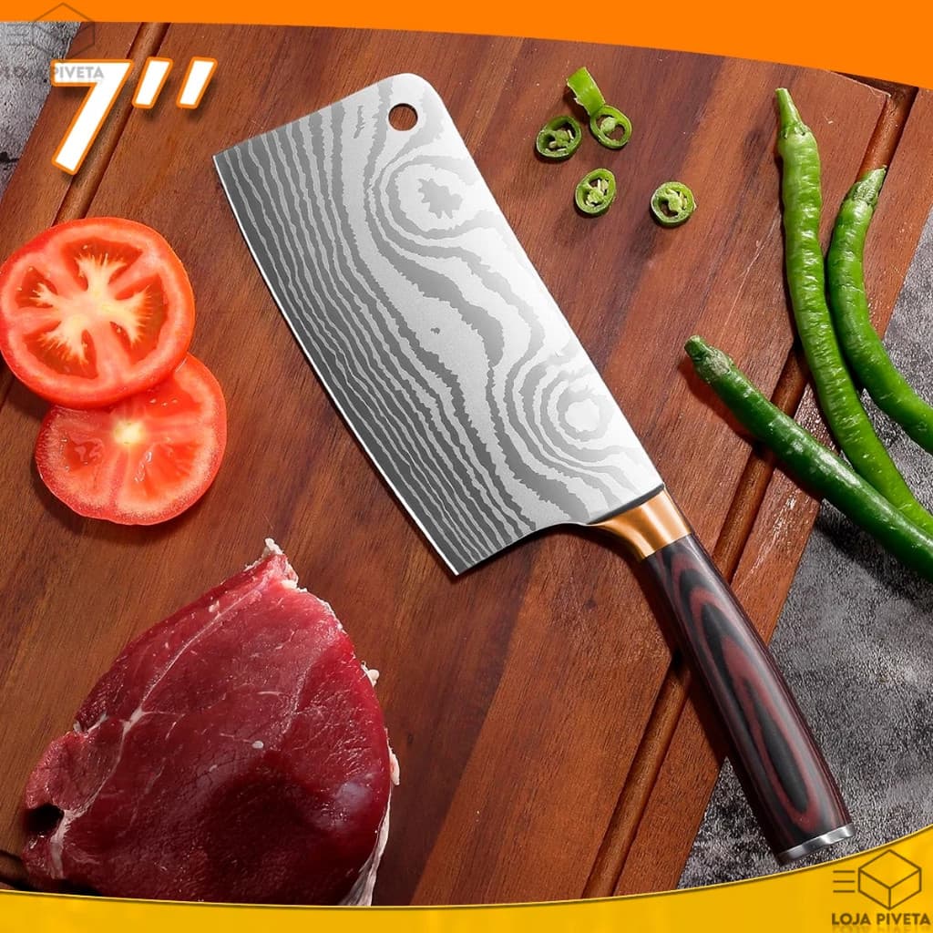 Cutelo de Cozinha Profissional 7 Polegadas Lâmina Afiada com Cabo Ergonômico OFERTA