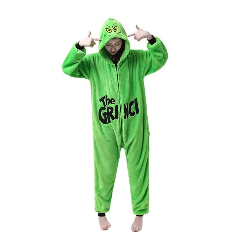 Pijama Fofo The Grinch Onesie Para Mulheres/Homens – Pijamas Macios Com Capuz