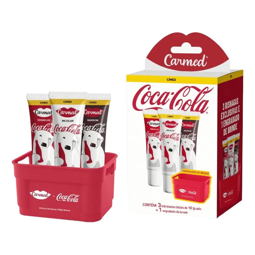 Kit Carmed Coca-cola 3 Hidratantes Labiais 10g +