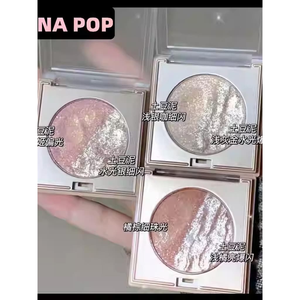 Linda série galáxia ~ brilho de água úmida mestre alto brilho contorno Blush Glitter Tricolor paleta tudo-em-um sombra d