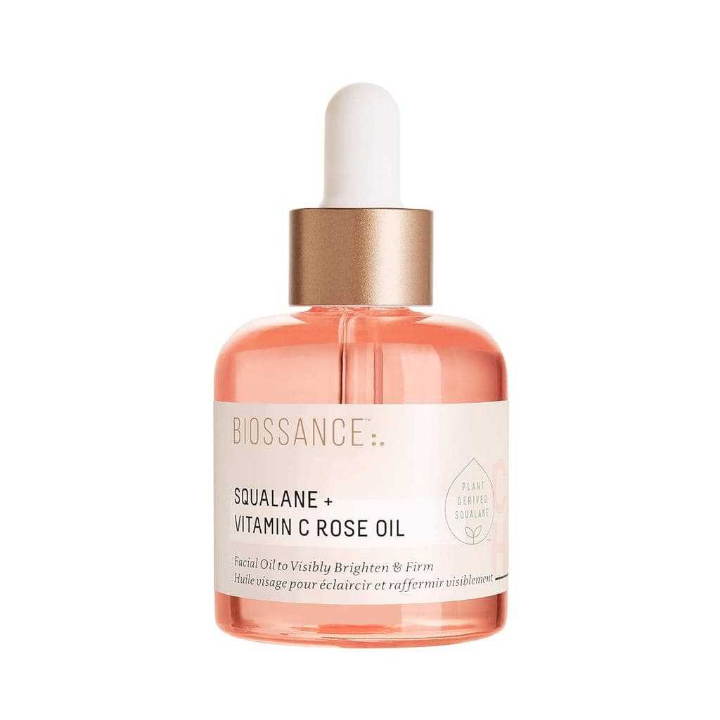 BIOSSANCE Óleo Facial Avançado de Squalano + Vitamina C e Rosa - Sérum Iluminador, Firmador e Hidratante para Todos os T