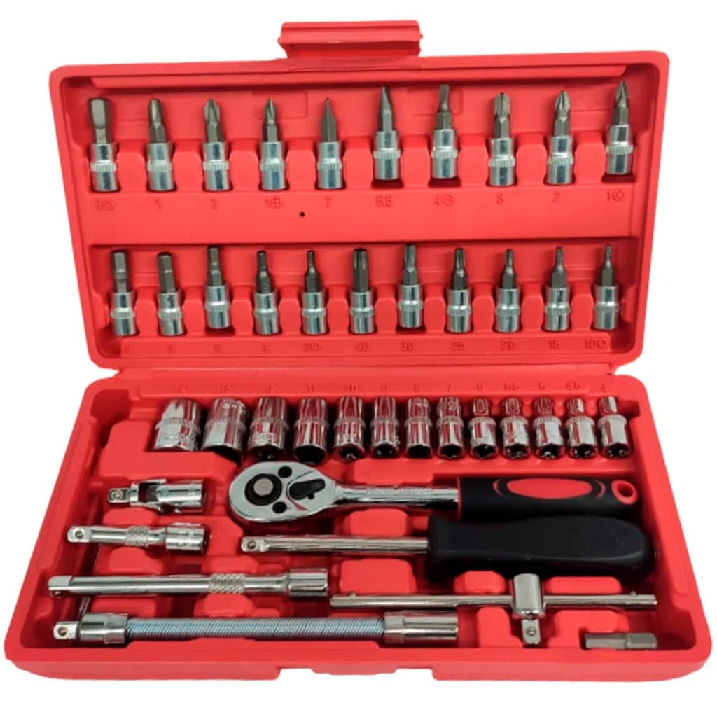 Conjunto Chaves Canhao Catraca 46 Peças Profissional Ferr...