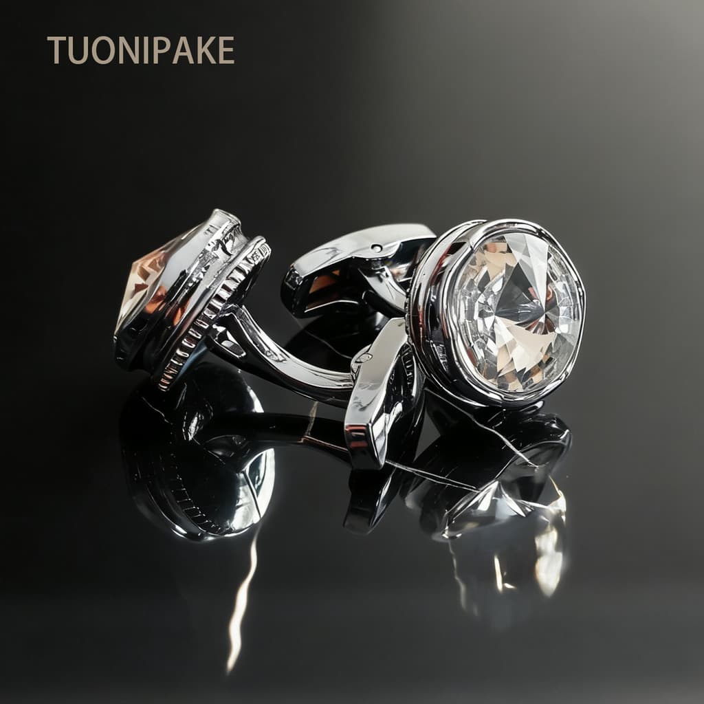 Moda masculina negócios Casual cristal abotoaduras luz luxo camisa francesa manguito Studs abotoaduras caixa de presente