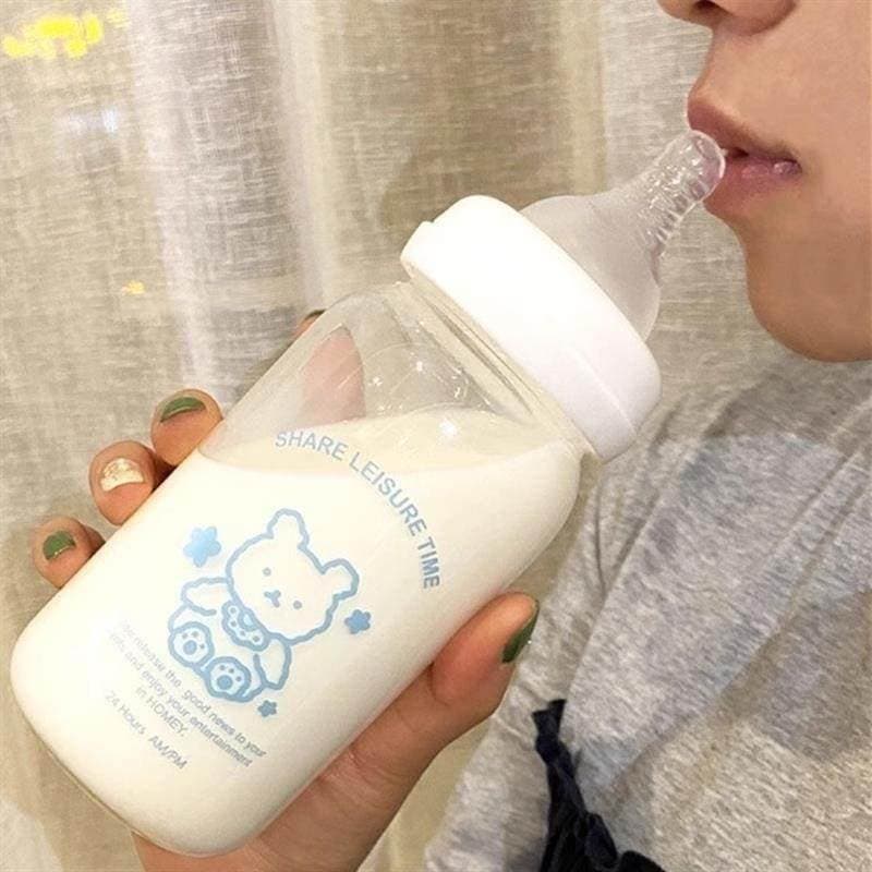 Copo de garrafa de bebê adulto grande capacidade deitado beber adulto namorada estudante plástico copo de beber direto
