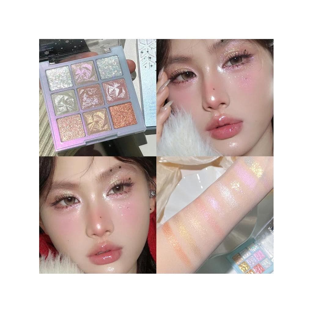 Capelle Snowflake Paleta de sombras de nove cores Espumante Brilhante Cristal Iluminador Destaque Deitado Bicho da Seda