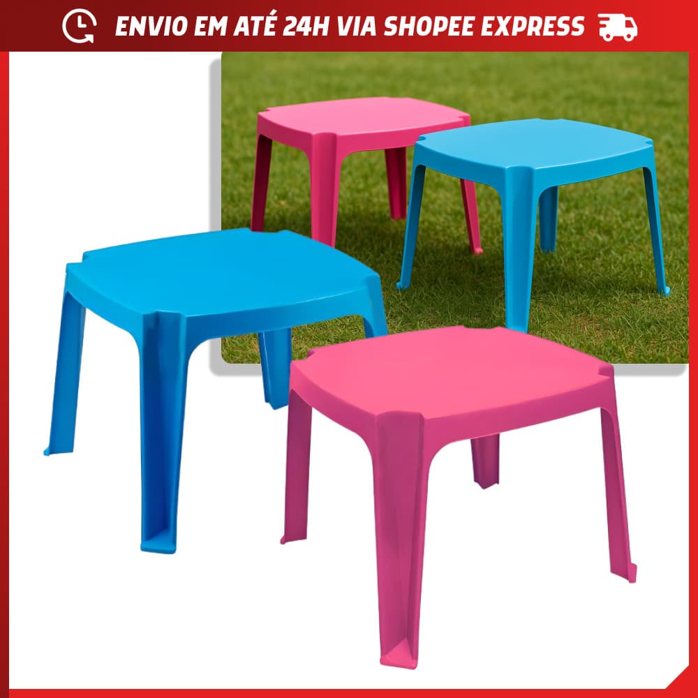 Mesa Infantil Azul Rosa Lisa Resistente Áreas Internas Externas Infantil Mesinha Infantil Estudos