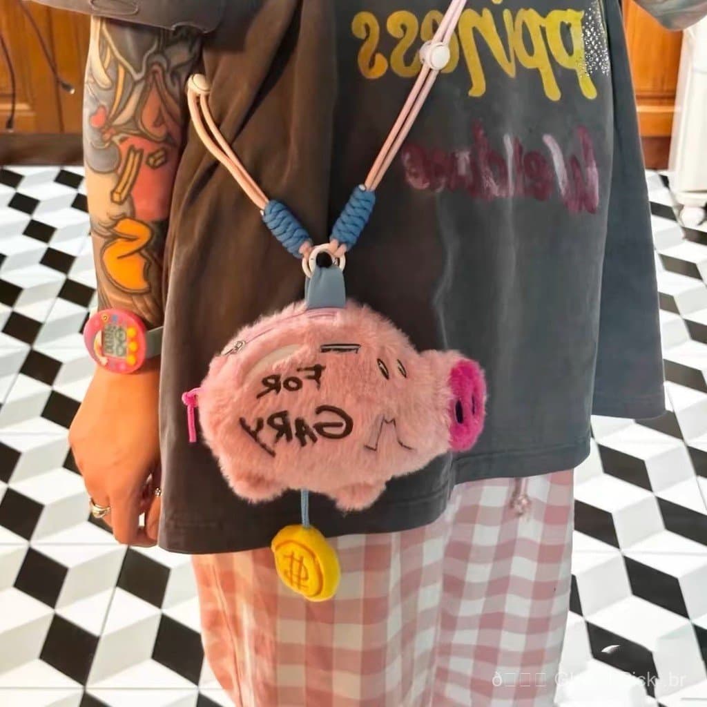 Bolsa de Moedas do Porquinho do Bob Esponja, Pingente de Pelúcia Fofo para Usar Transversalmente
