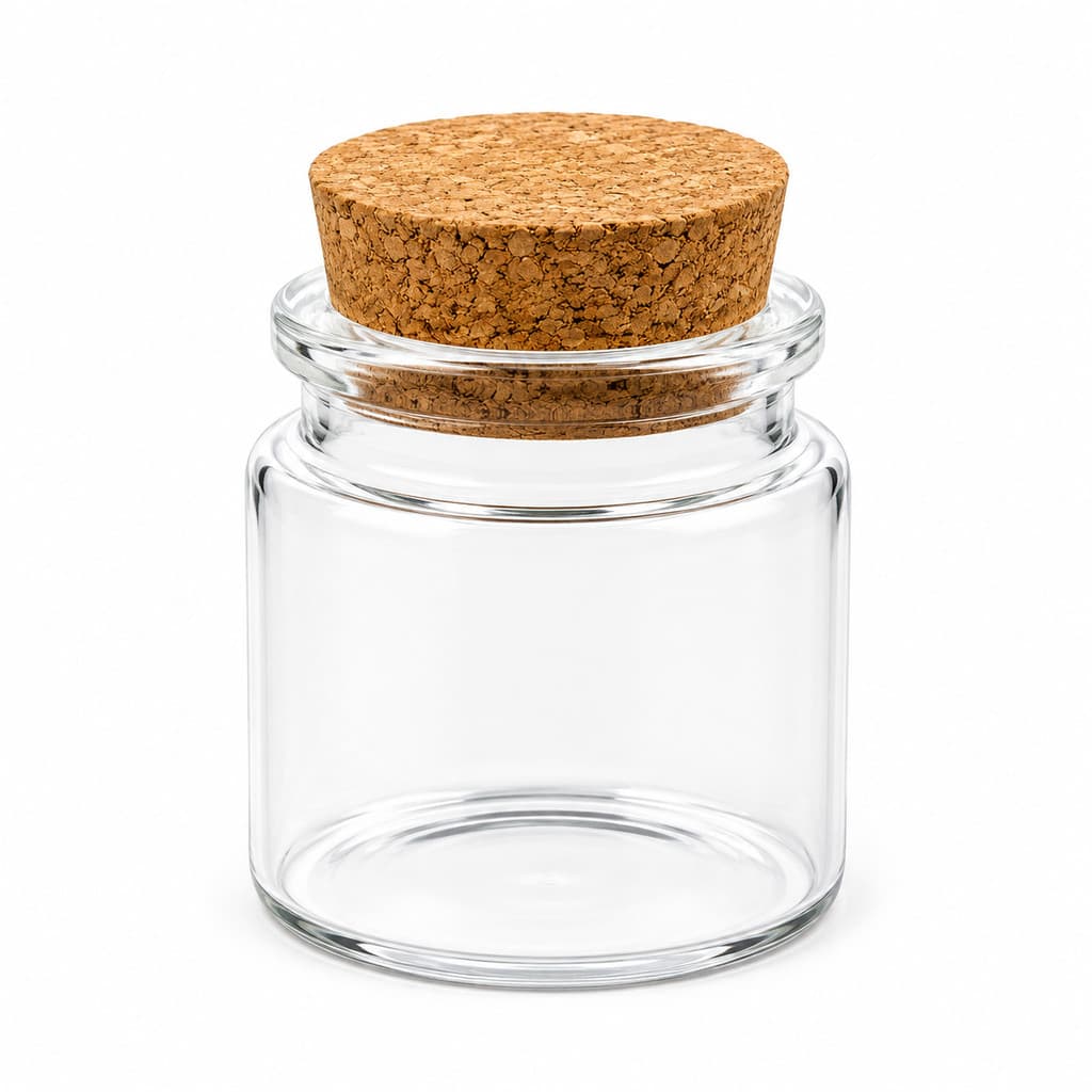Pote De Vidro 50 ml Tampa Rolha Cortiça Porta Temperos