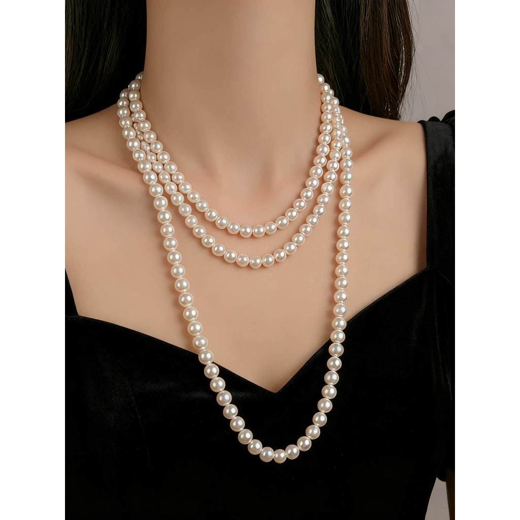 Multi-camada dupla camada Natural pérola colar feminino 2025 novo estilo High-End luz luxo nicho temperamento atmosfera