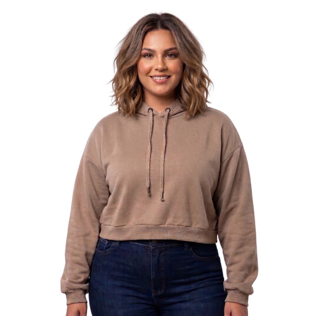 Cropped Com Capuz Moletom Feminino Plus Size