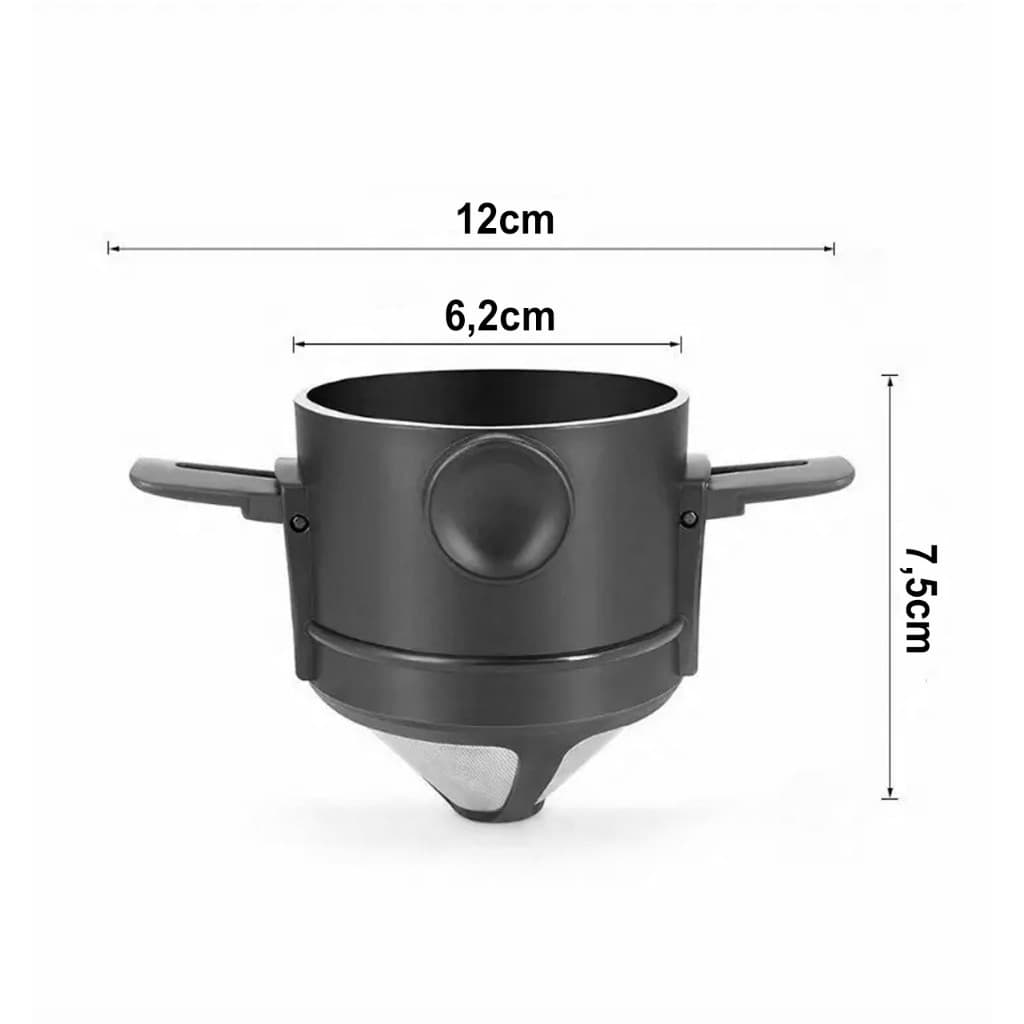 Mini Filtro De Café Chá Coador De Café Sem Papel Reutilizável Portátil Inox para casa, escritório e viagens