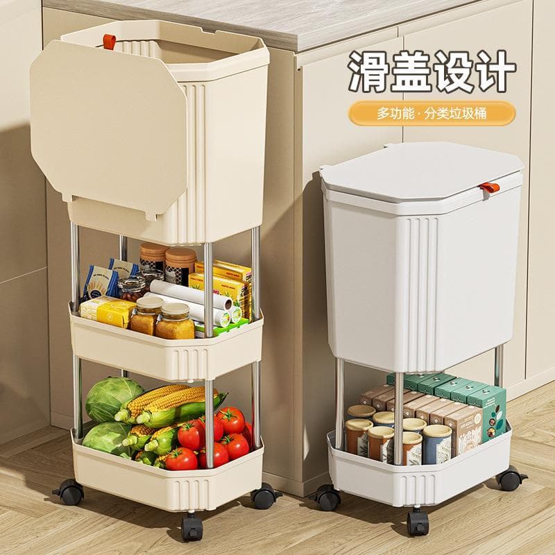 Lixeira de cozinha doméstica de alto estilo, camada dupla, sem curvatura, dedicada, coberta, capa deslizante removível d