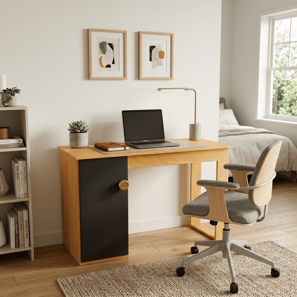 Mesa para Computador 1 Porta Home Office Prateleira Escritório Prática Multiuso