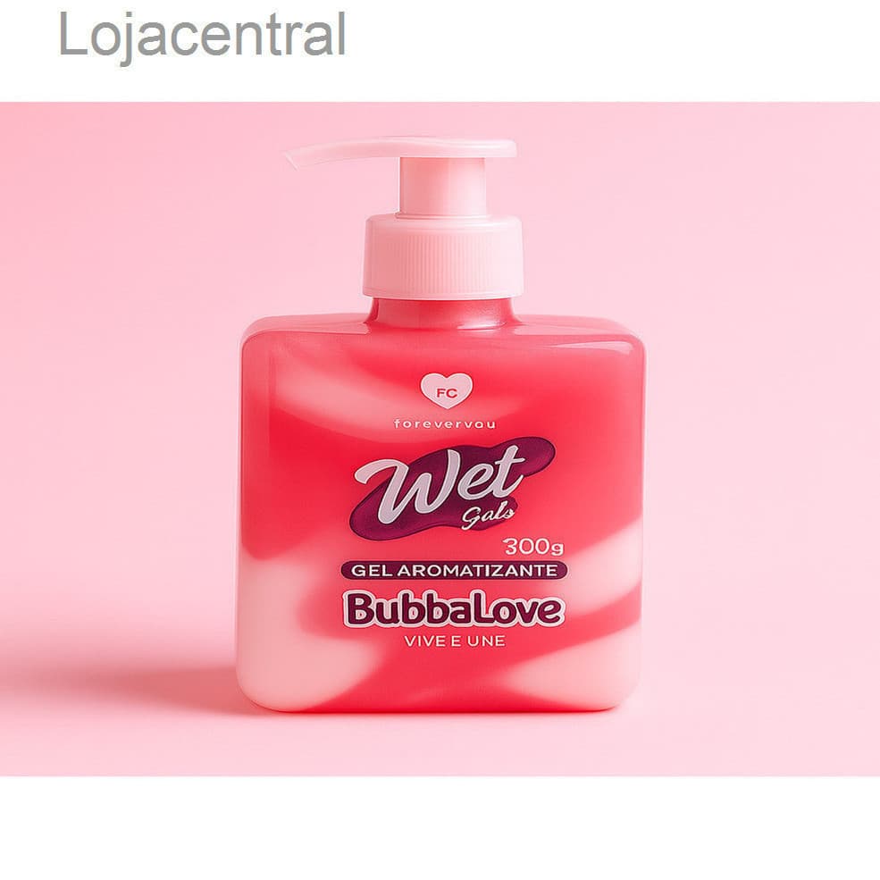 Gel Aromatizante Wet Gals BubbaLove 300g Aroma Morango – Textura em Gel com Pump Dosador
